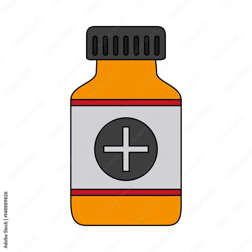 Obraz premium color graphic remedy bottle with tap and label vector illustration