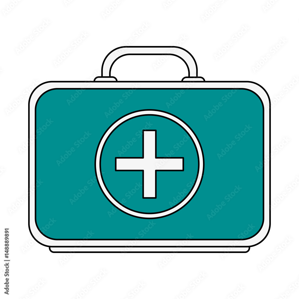 color graphic first aid kit with symbol cross vector illustration color graphic first aid kit with symbol cross vector illustration