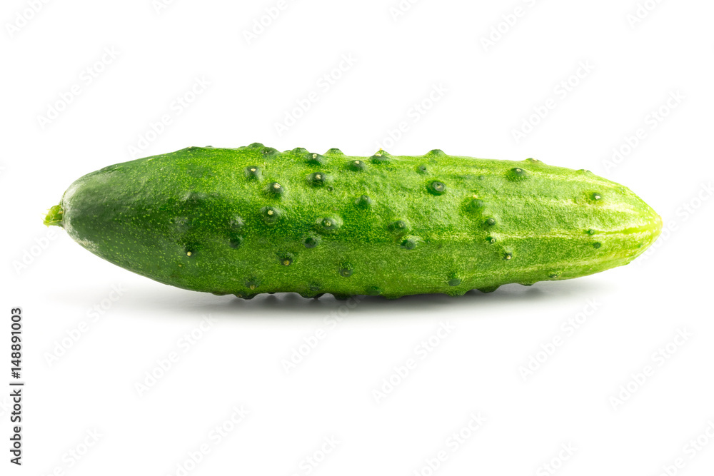 Fresh cucumber isolated on white background, close-up view Fresh cucumber isolated on white background, close-up view