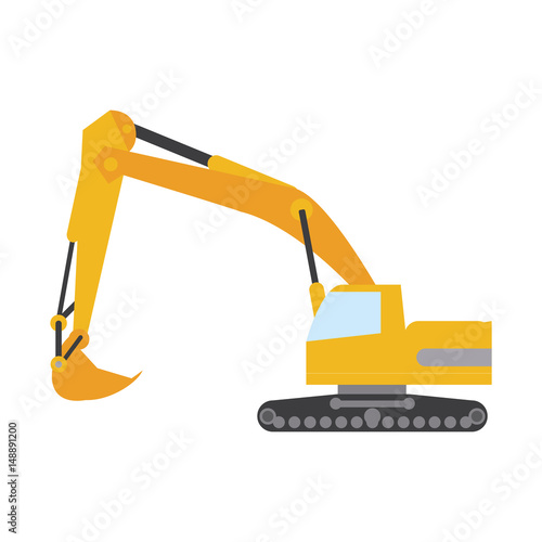 excavator or backhoe construction heavy machinery icon image vector illustration design