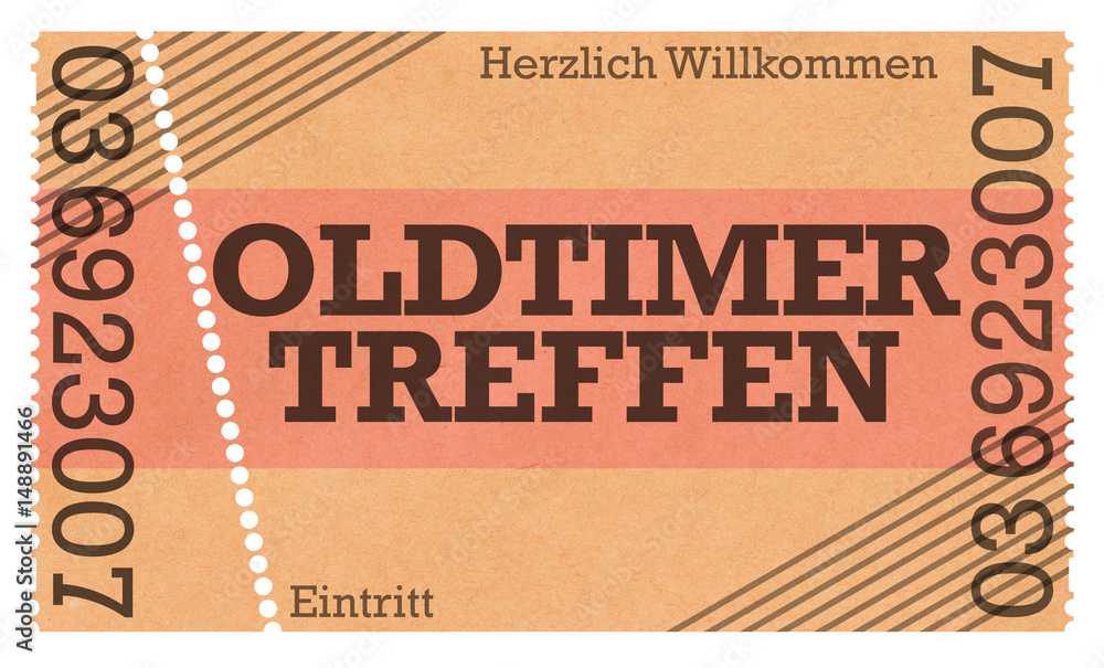 Oldtimer Treffen Ticket - Vintage Design / Retro Style / Classic Ticket - Ticket Shop / Einaldung