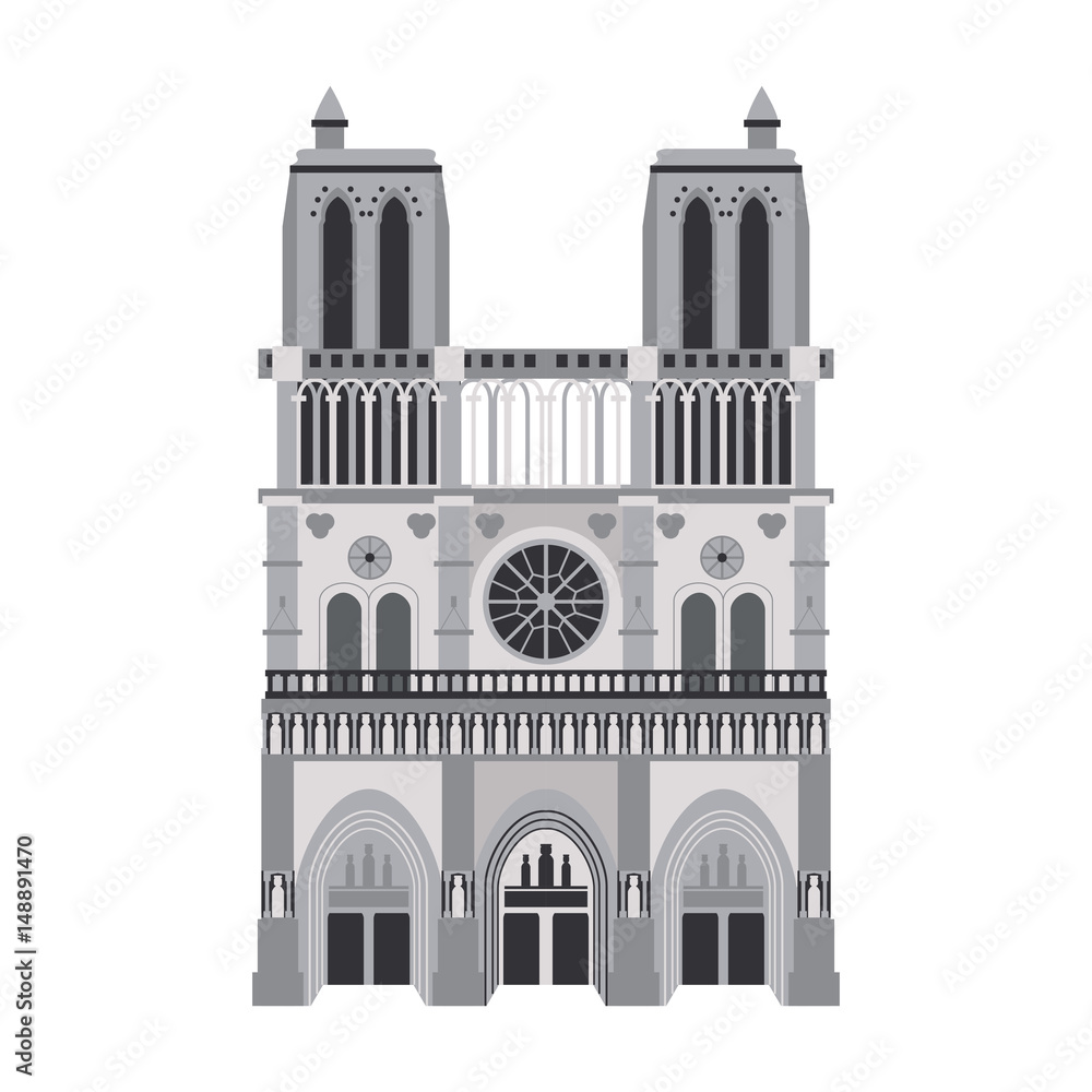 notre dame de paris cathedral icon image vector illustration design