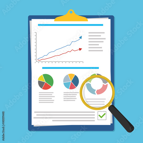 Audit graph data analysis result paper result document finance financial report. - stock vector.