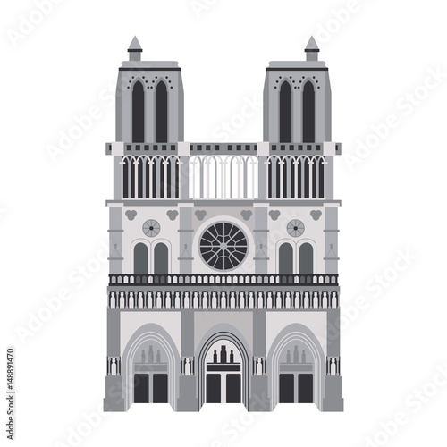 notre dame de paris cathedral icon image vector illustration design