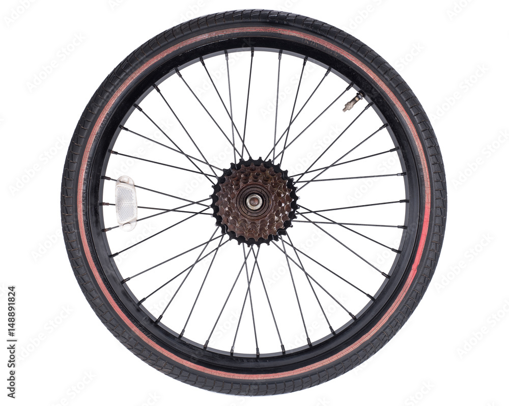 Fototapeta premium bicycle wheel set isolated on white background