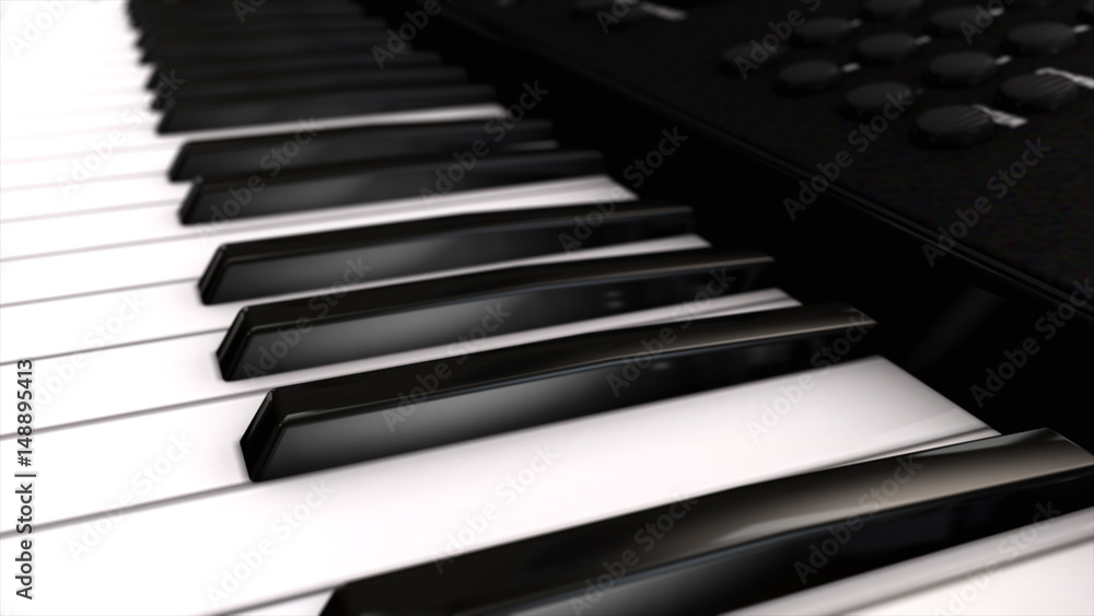 Musical instrument synthesizer its keys close-up Musical instrument synthesizer its keys close-up
