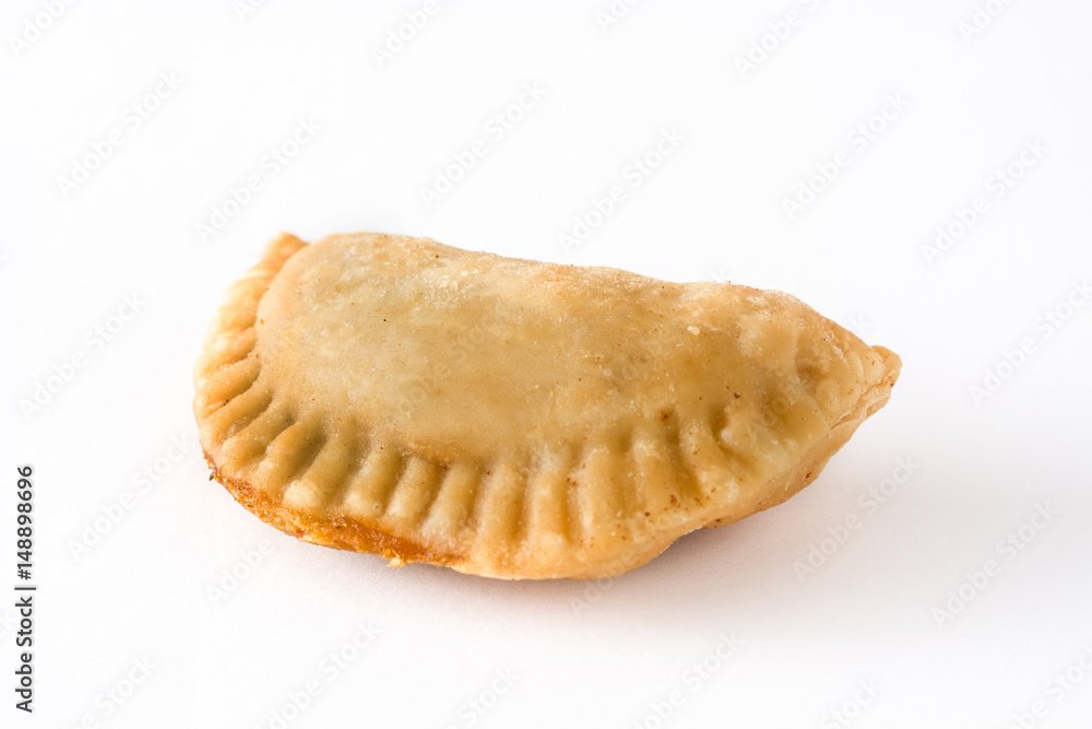 Typical Spanish empanadas isolated on white background

