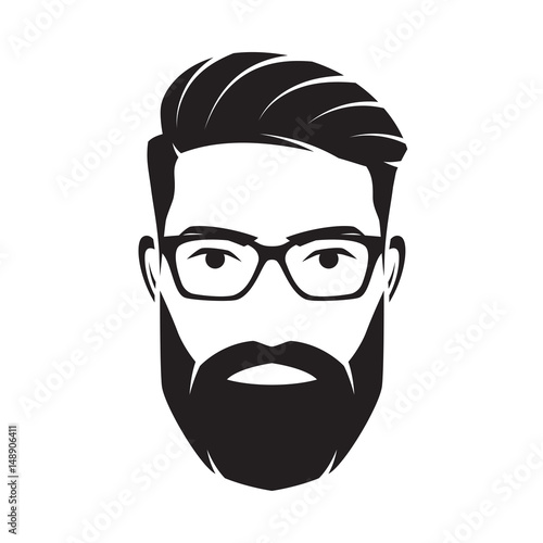 Bearded men face, hipster character. Vector illustration.