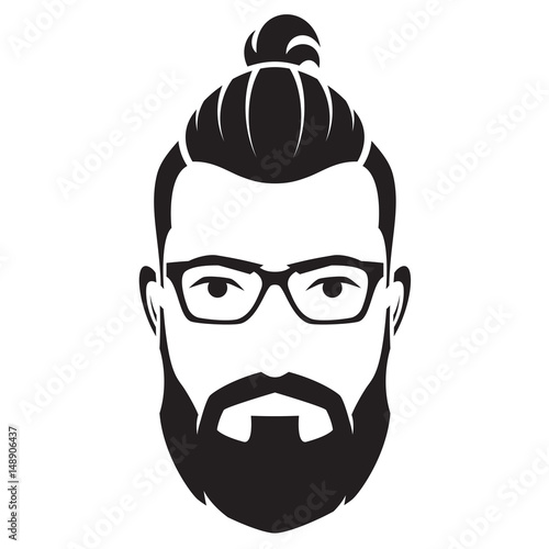 Bearded men face, hipster character. Vector illustration.