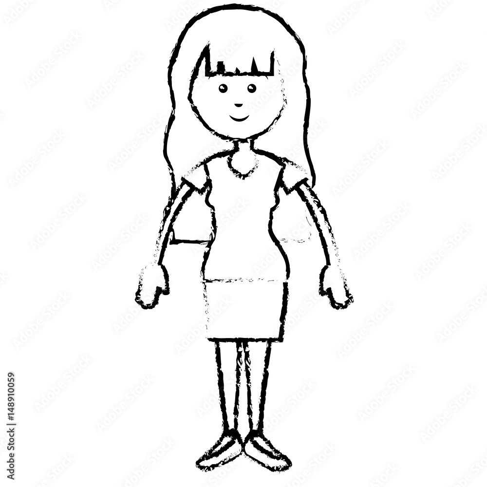 happy woman standing, cartoon icon over white background. vector illustration happy woman standing, cartoon icon over white background. vector illustration