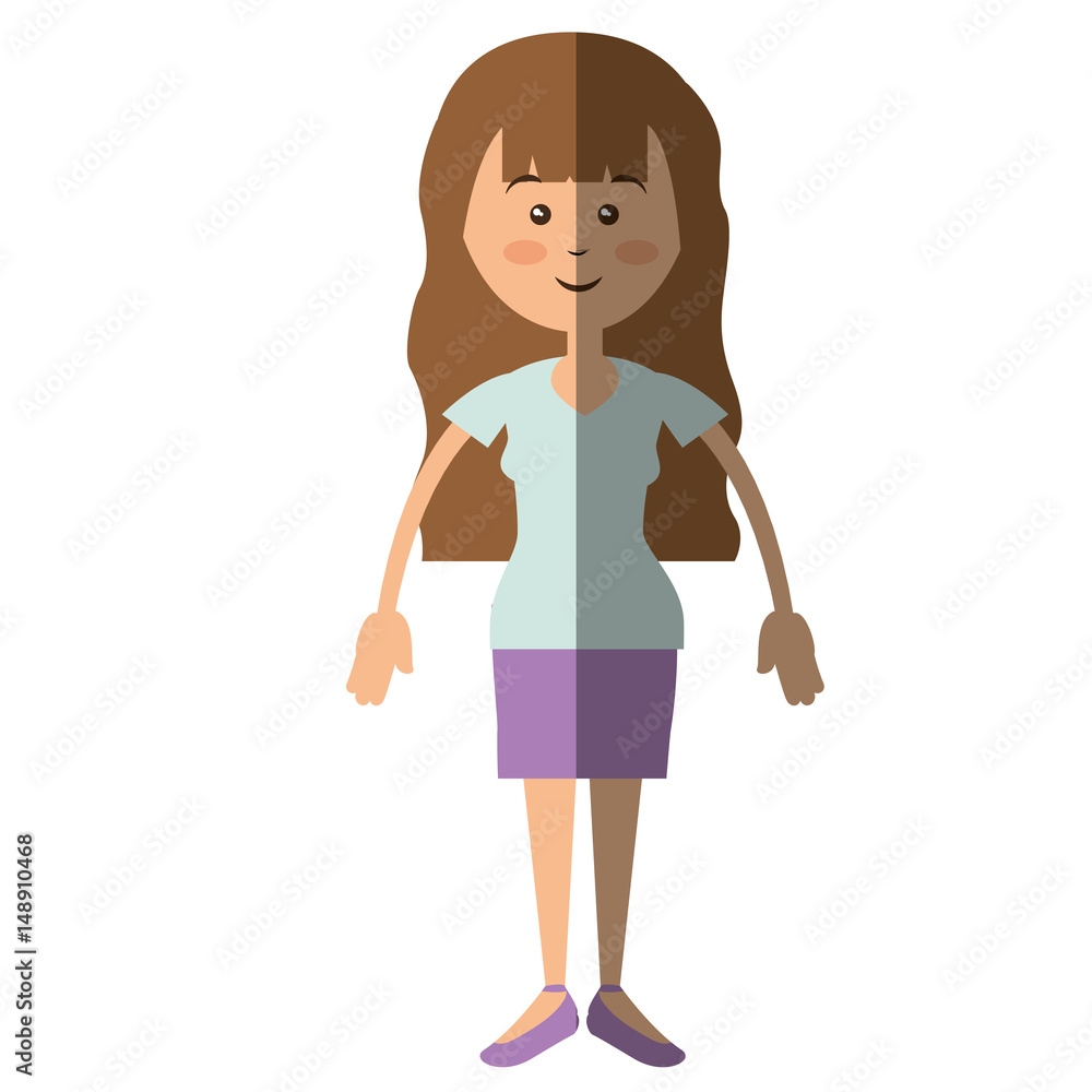 happy woman standing, cartoon icon over white background. colorful design. vector illustration happy woman standing, cartoon icon over white background. colorful design. vector illustration