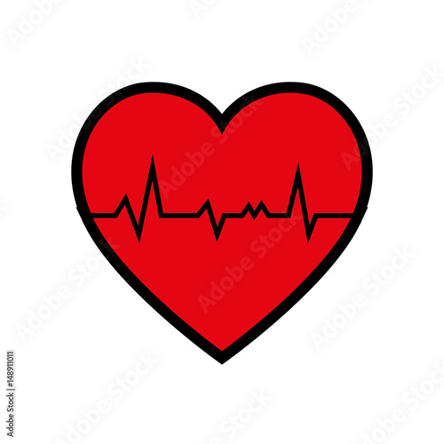 red cardio heart icon over white background. vector illustration