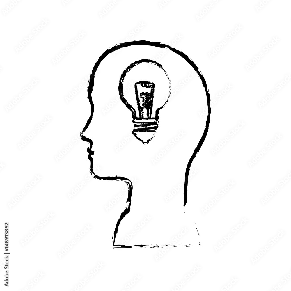 head with bulb light icon over white background. vector illustration head with bulb light icon over white background. vector illustration