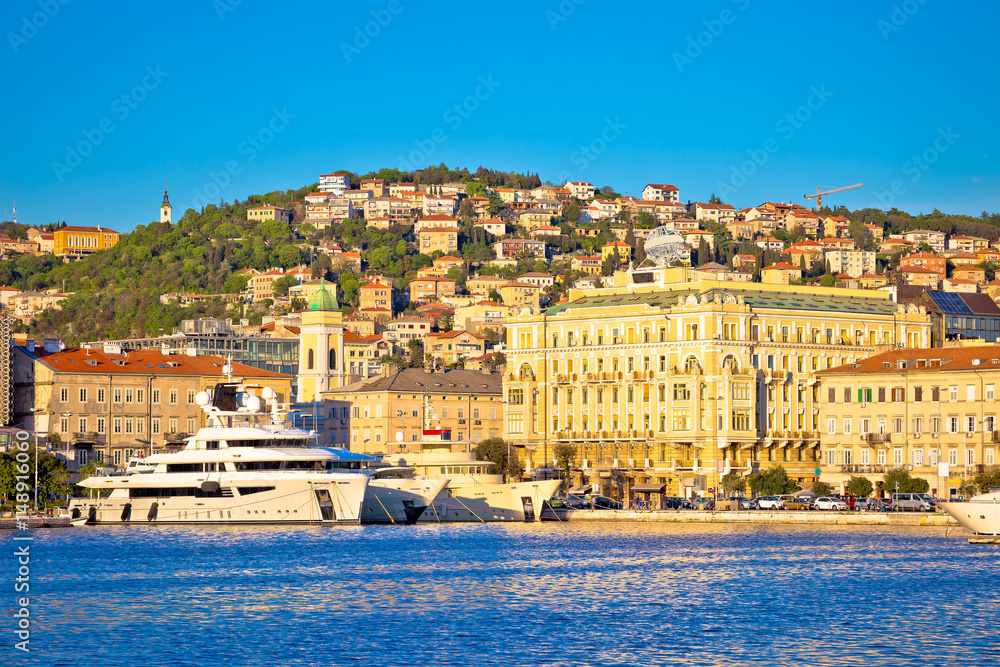 City of Rijeka waterfront boats and architecture view