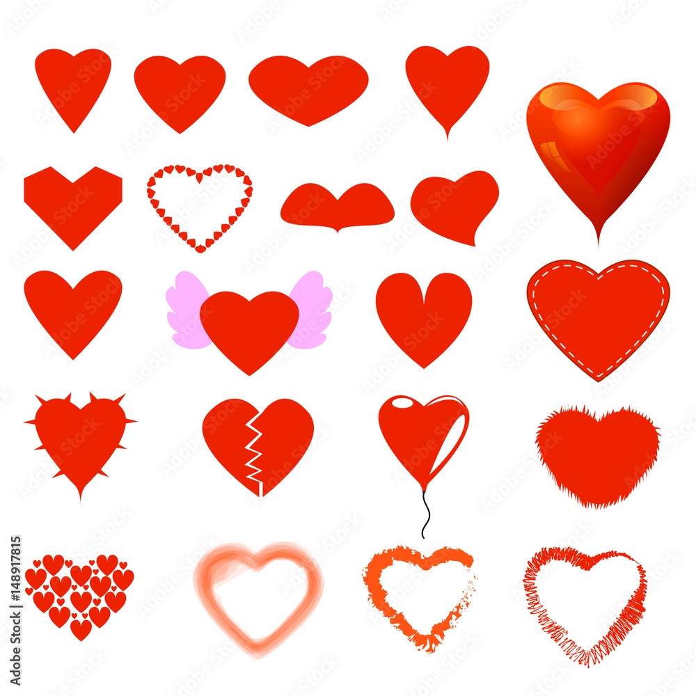 Different heart style set. Different heart style set.