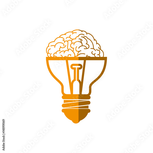 bulb light with brain icon over white background. colorful design. vector illustration