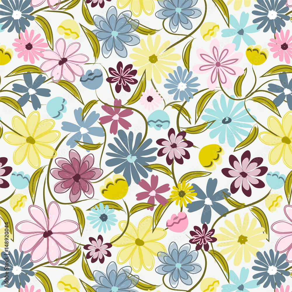 Floral Seamless vector illustration pattern background. Design for use all  over textile fabric print wrapping paper and others. Vintage spring flower  repeatable print design ready to print graphic 11387657 Vector Art at