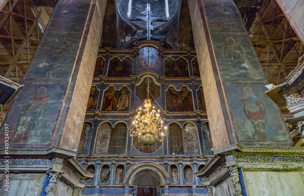 ROSTOV VELIKIY, RUSSIA - APRIL 26, 2017: Interior of the Uspensky Cathedral built in 991
