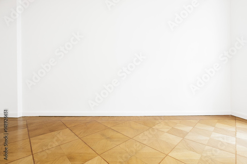 white wall background and wooden floor - new home © hanohiki