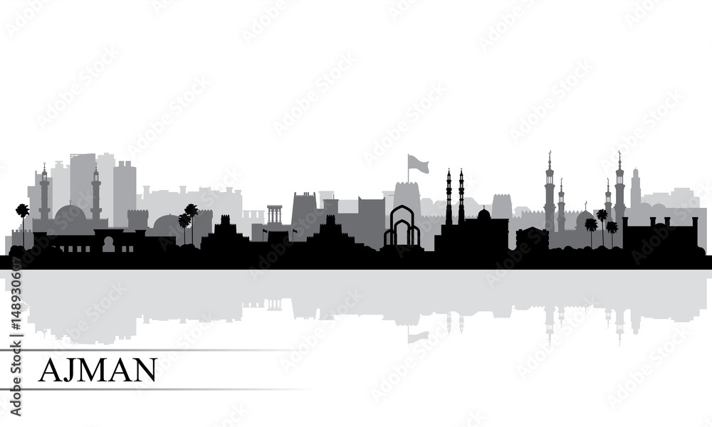 Ajman city skyline silhouette background