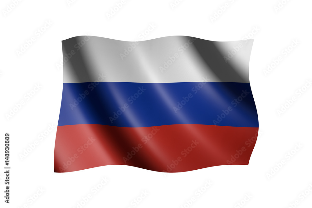 Flag of Russia isolated on white, 3d illustration Flag of Russia isolated on white, 3d illustration
