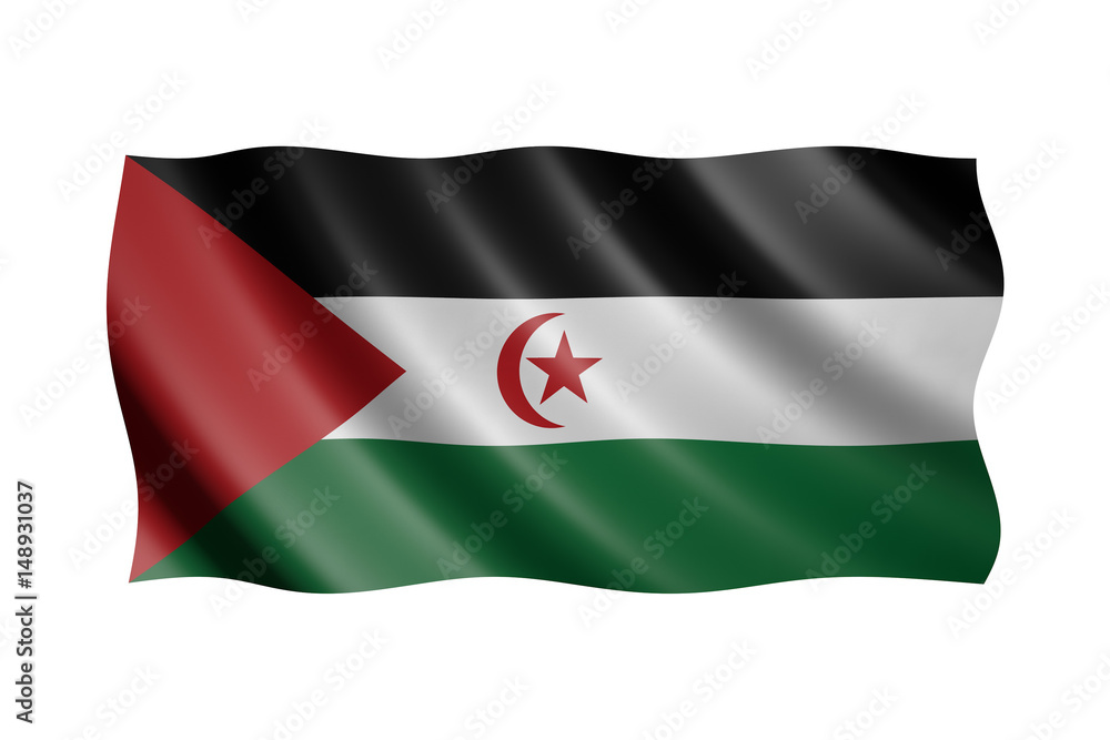 Flag of Western Sahara isolated on white, 3d illustration Flag of Western Sahara isolated on white, 3d illustration