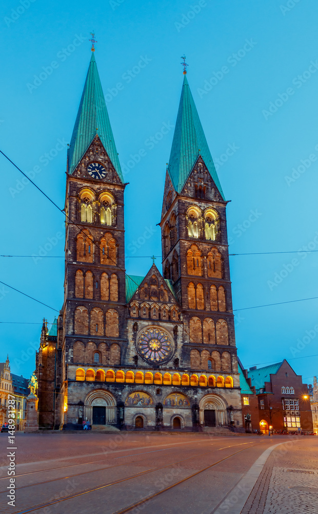 Bremen. The central market square. Bremen Cathedral.