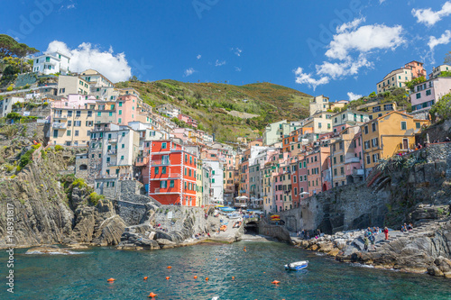 Colourful Riomaggiore in National park Cinque Terre, Liguria, Italy 