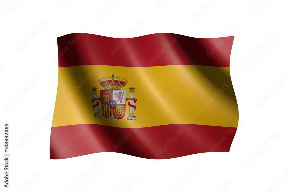 Flag of Spain isolated on white, 3d illustration Flag of Spain isolated on white, 3d illustration