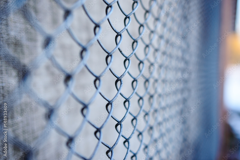 fence with metal grid in perspective