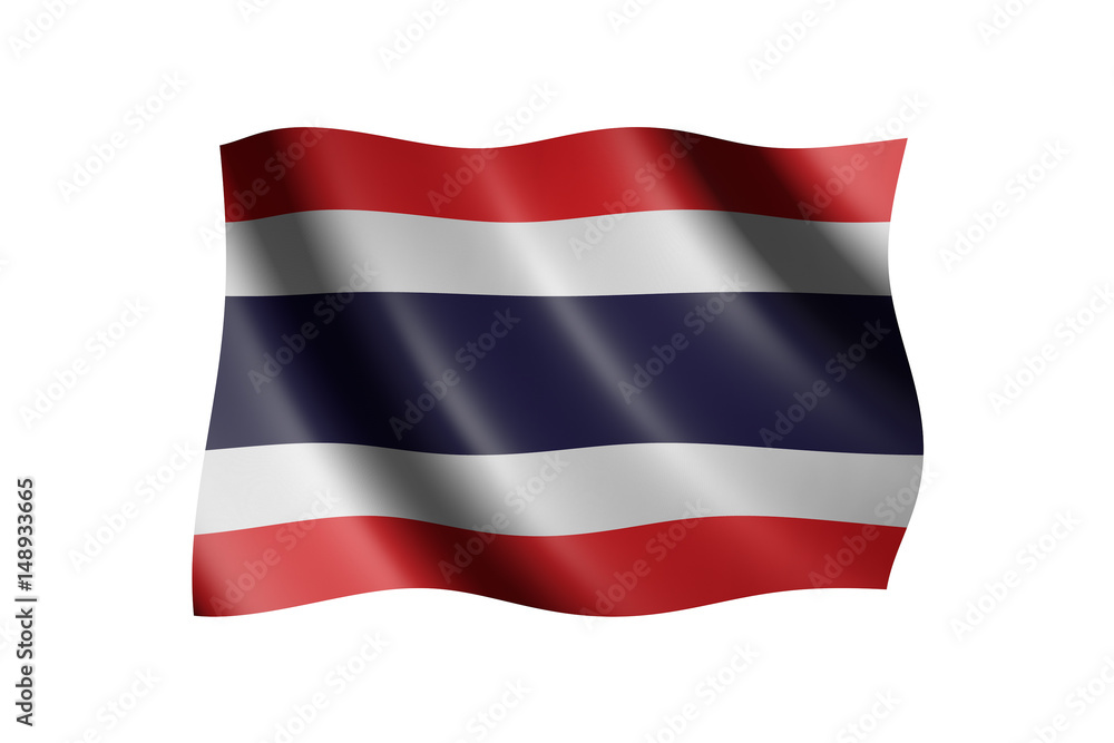 Flag of Thailand isolated on white, 3d illustration Flag of Thailand isolated on white, 3d illustration