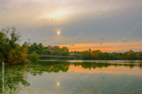 silhouette of bridge in the evening