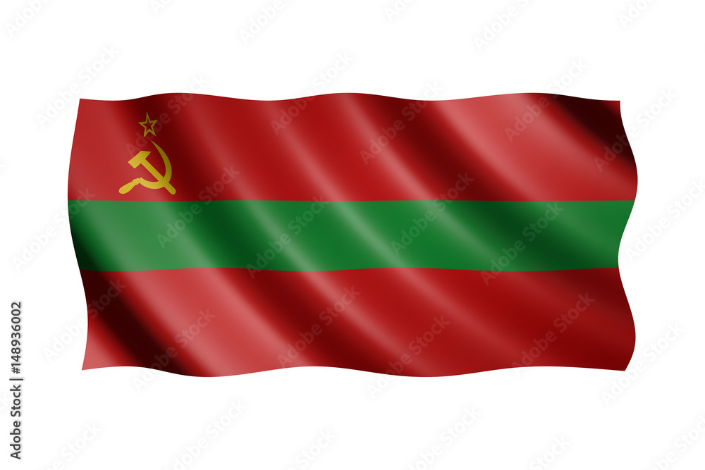 Naklejka premium Flag of Transnistria isolated on white, 3d illustration