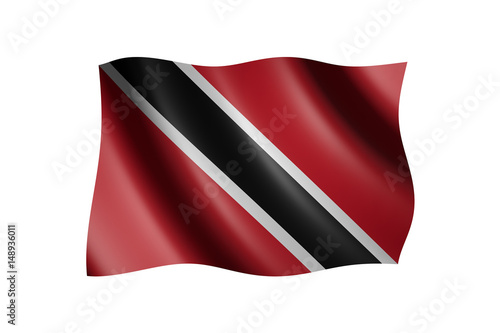 Flag of Trinidad and Tobago isolated on white, 3d illustration