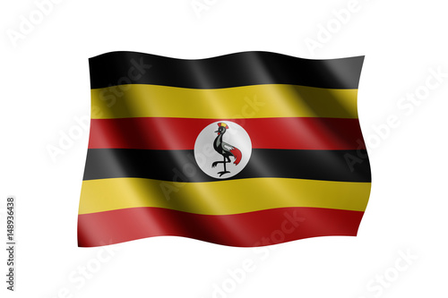Free Download Flag of Uganda isolated on white, 3d illustration - GFXLoad