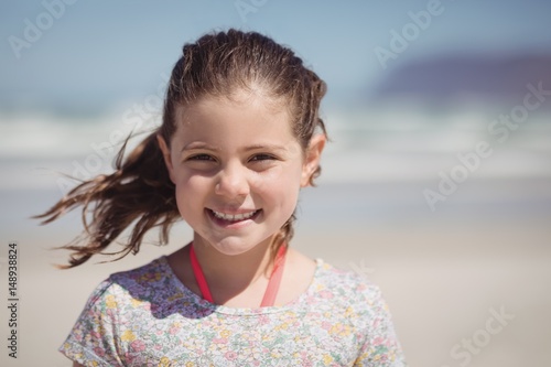 Portrait of smiling girl at beach