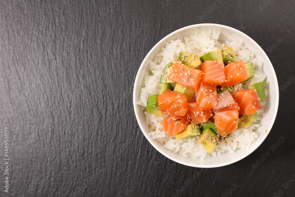 rice with salmon and avocado rice with salmon and avocado