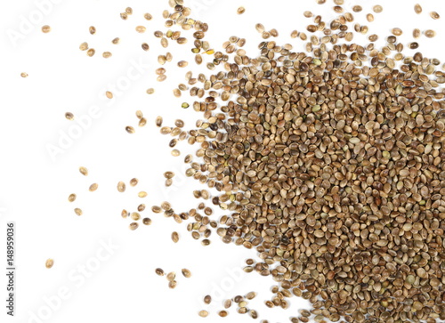 Hemp seeds isolated on white background