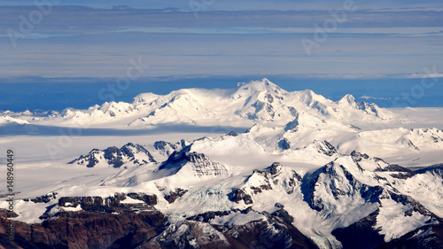 Aerial view of the southern patagonian ice field with volcano Lautaro photo