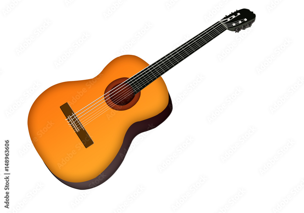 Isolated guitar on background. Icon with a guitar.