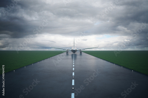 Airplane on runway © peshkova