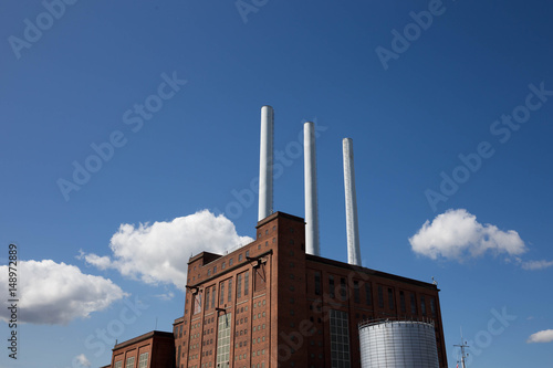 Svanemølle, danish power plant from Copenhagen over the blue sky