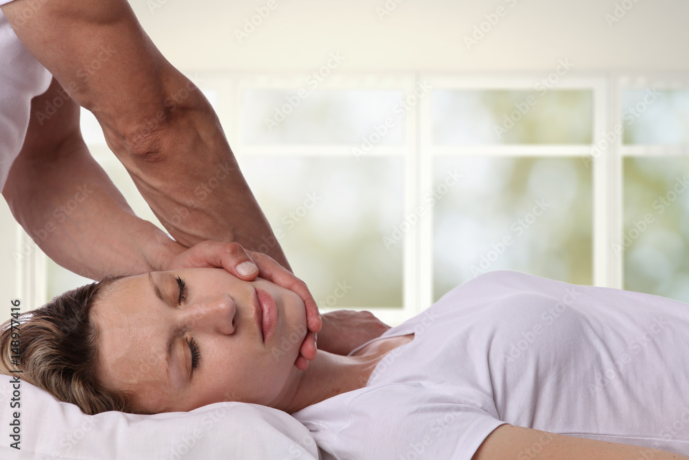 Chiropractic, osteopathy, manual therapy, acupressure. Therapist doing