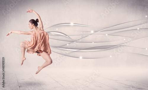 Ballet dancer performing modern dance with abstract lines