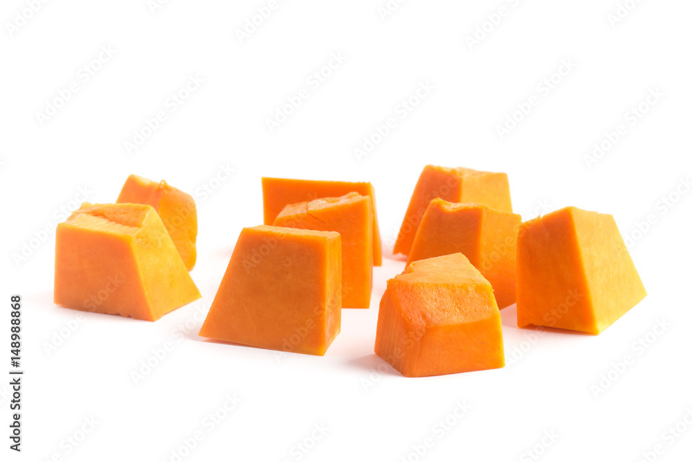 Diced Pumpkin Isolated Diced Pumpkin Isolated
