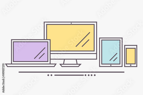 A set of modern technology. Linear design.