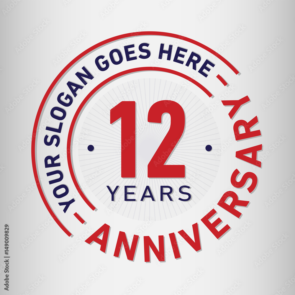 12 years anniversary logo template. Vector and illustration.