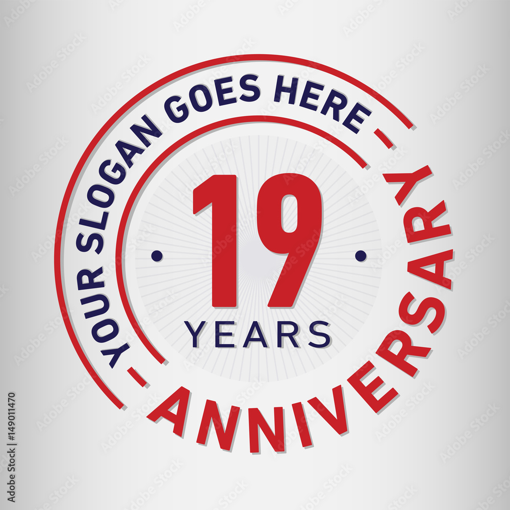 19 years anniversary logo template. Vector and illustration.