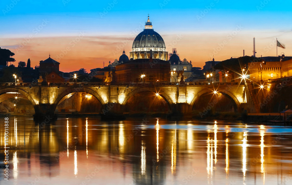 Sunset view of the Vatican with Saint Peter's Basilica,Rome, Italy.