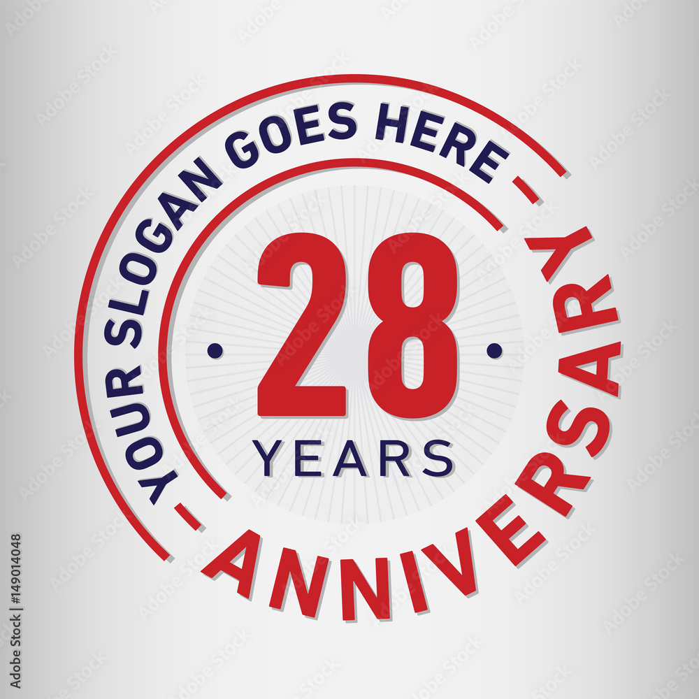 28 years anniversary logo template. Vector and illustration.